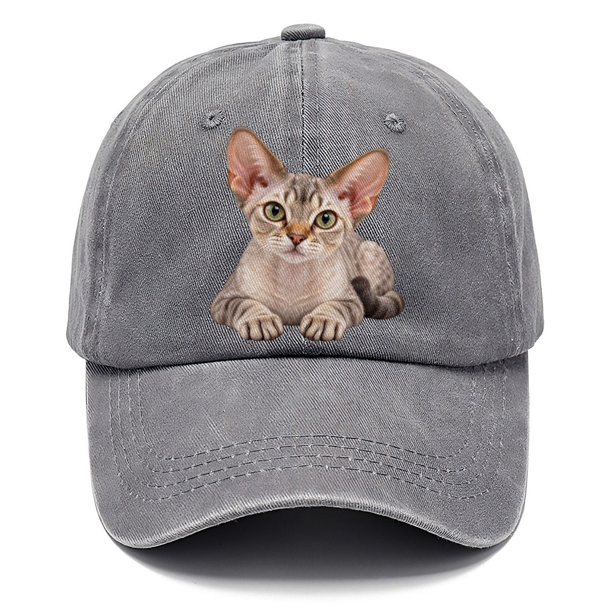 Devon Rex Reclining Paws Forward Realistic Cat Portrait Classic Cap – Urban Haze
