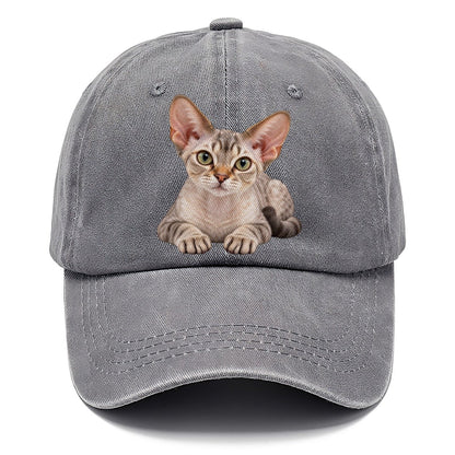 Devon Rex Reclining Paws Forward Realistic Cat Portrait Classic Cap – Urban Haze