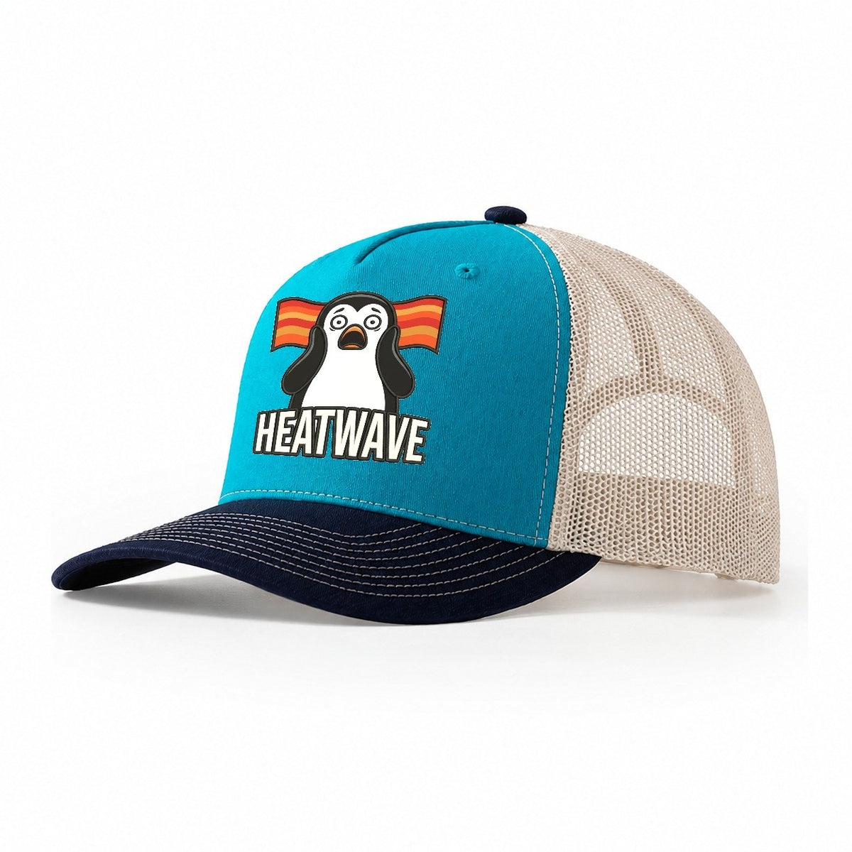 Penguin Scream Heatwave Scream Trucker Hat – Teal Navy
