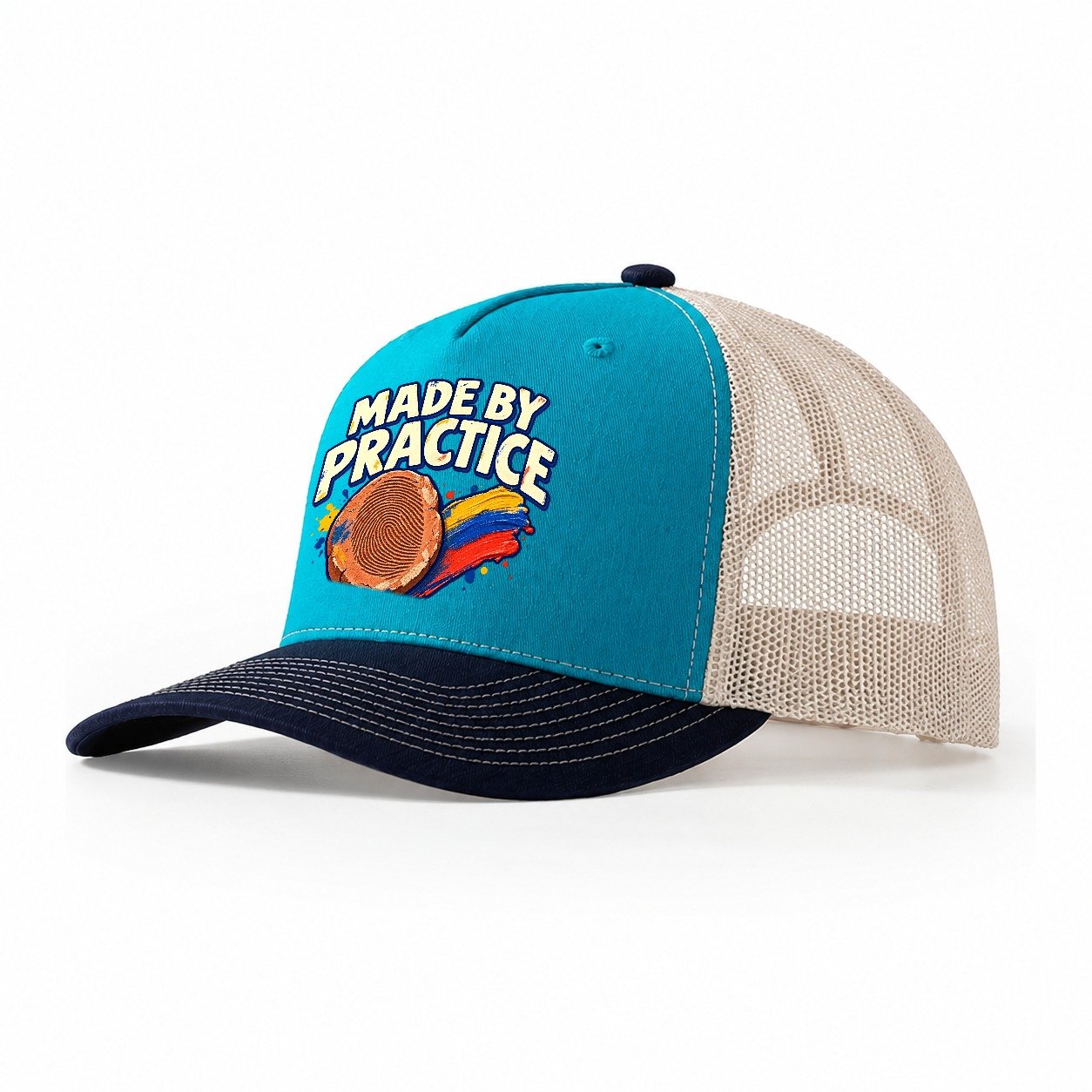 Made By Practice Clay Color Makers Trucker Hat – Teal Navy