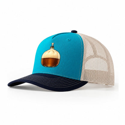 Carboy Of Fermenting Wort Homebrewing Trucker Hat – Teal Navy