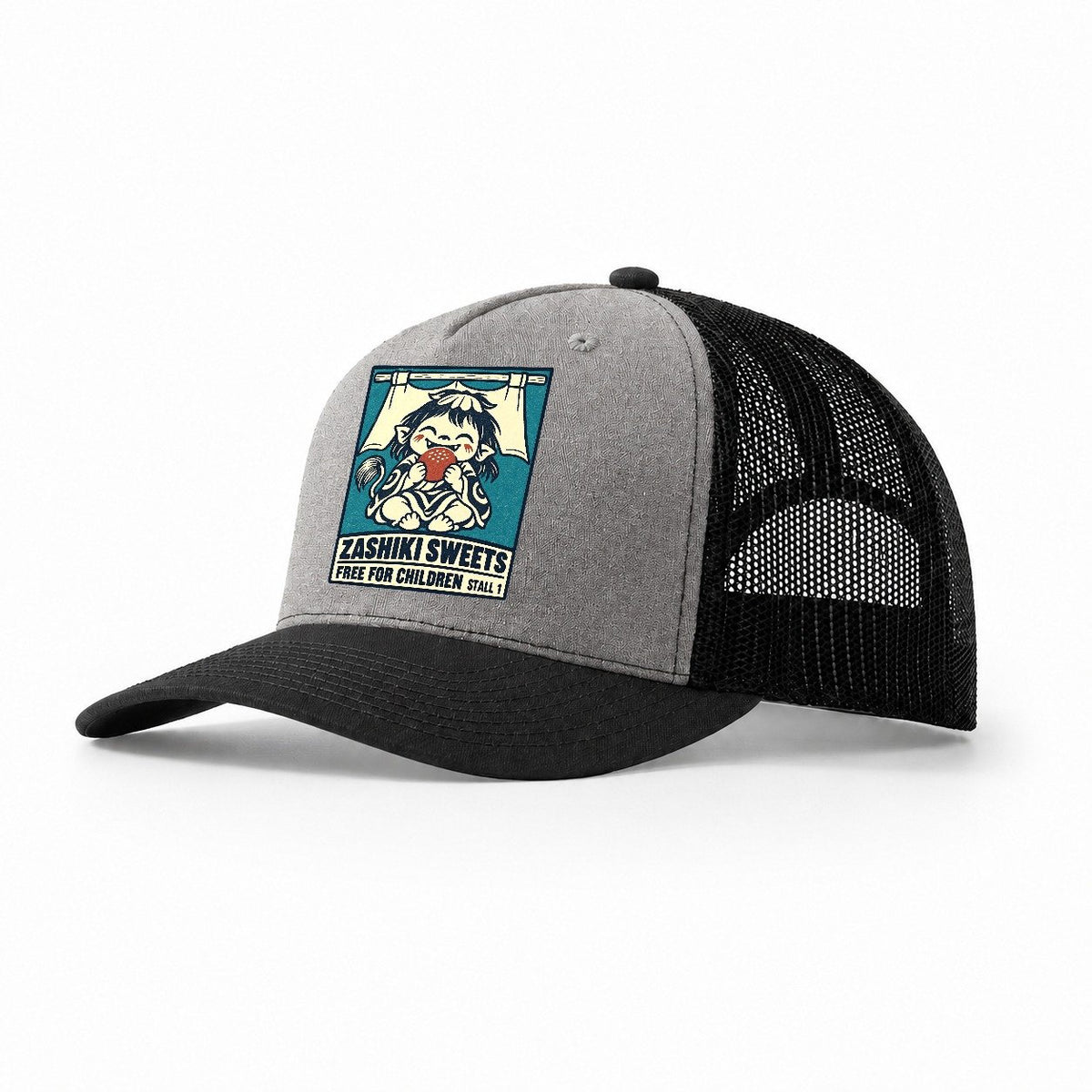 Zashiki Sweets Yokai Night Market Trucker Hat – Grey Black
