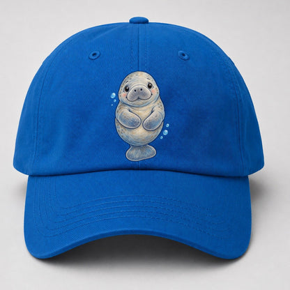 Manatee Front Flipper Hug Sea Sprite Baseball Cap – Blue