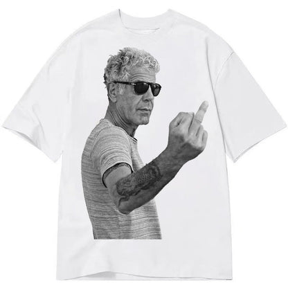 Anthony Bourdain Middle Finger Classic T-shirt – White