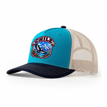 Chile Retro Badge Country Logos Trucker Hat – Teal Navy