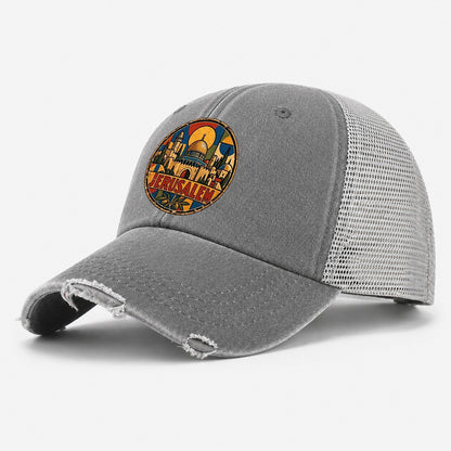 Bauhaus Jerusalem Poster Mark Jerusalem Washed Trucker Hat – Grey