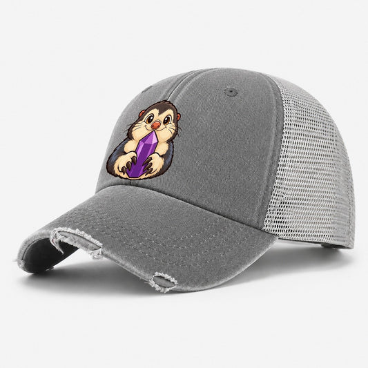 Pocket Thief Mole Rocks And Minerals Washed Trucker Hat – Grey
