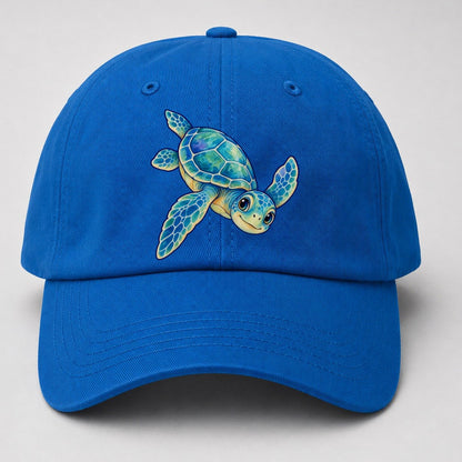 Sea Turtle Downward Glide Sea Sprite Baseball Cap – Blue