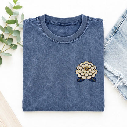 Zinnia Petal Tiers Left Chest Thread Signatures II Left Chest Vintage T-shirt – Washed Blue