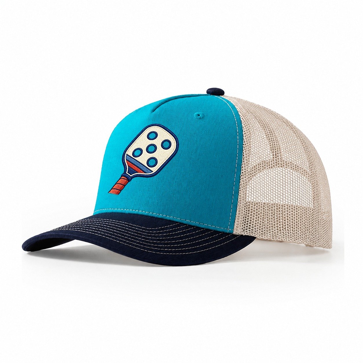 Pickleball Paddle Tiny Solo Marks Trucker Hat – Teal Navy