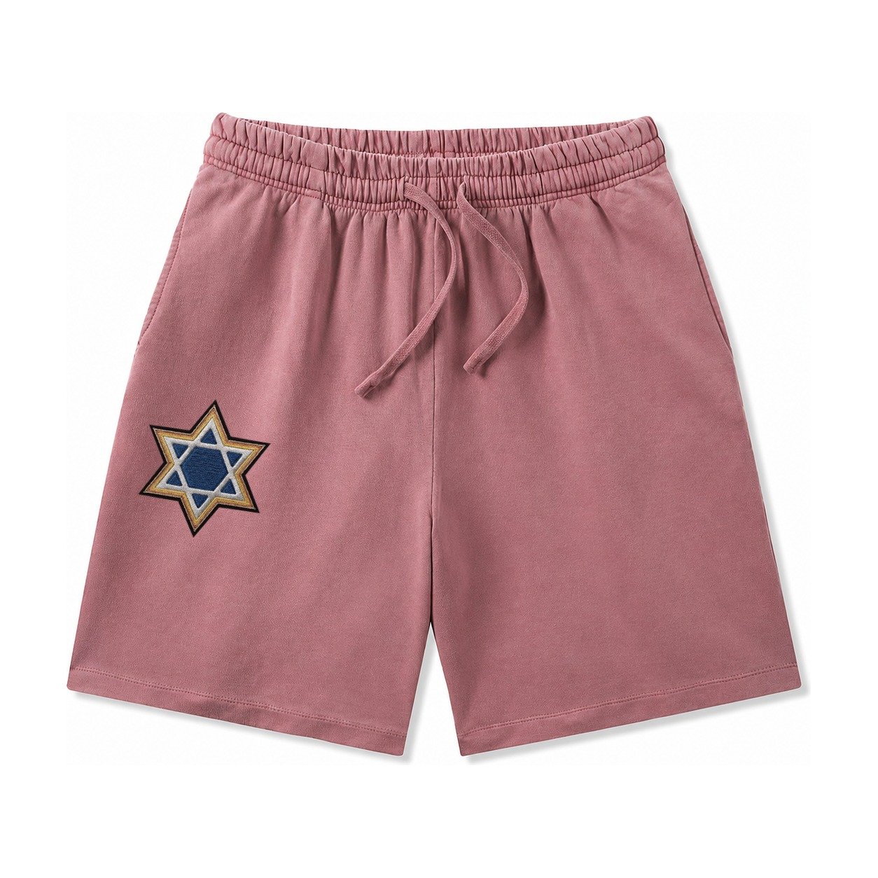 Star Of David Washed Shorts – Burgundy