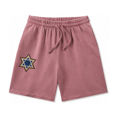 Star Of David Washed Shorts – Burgundy