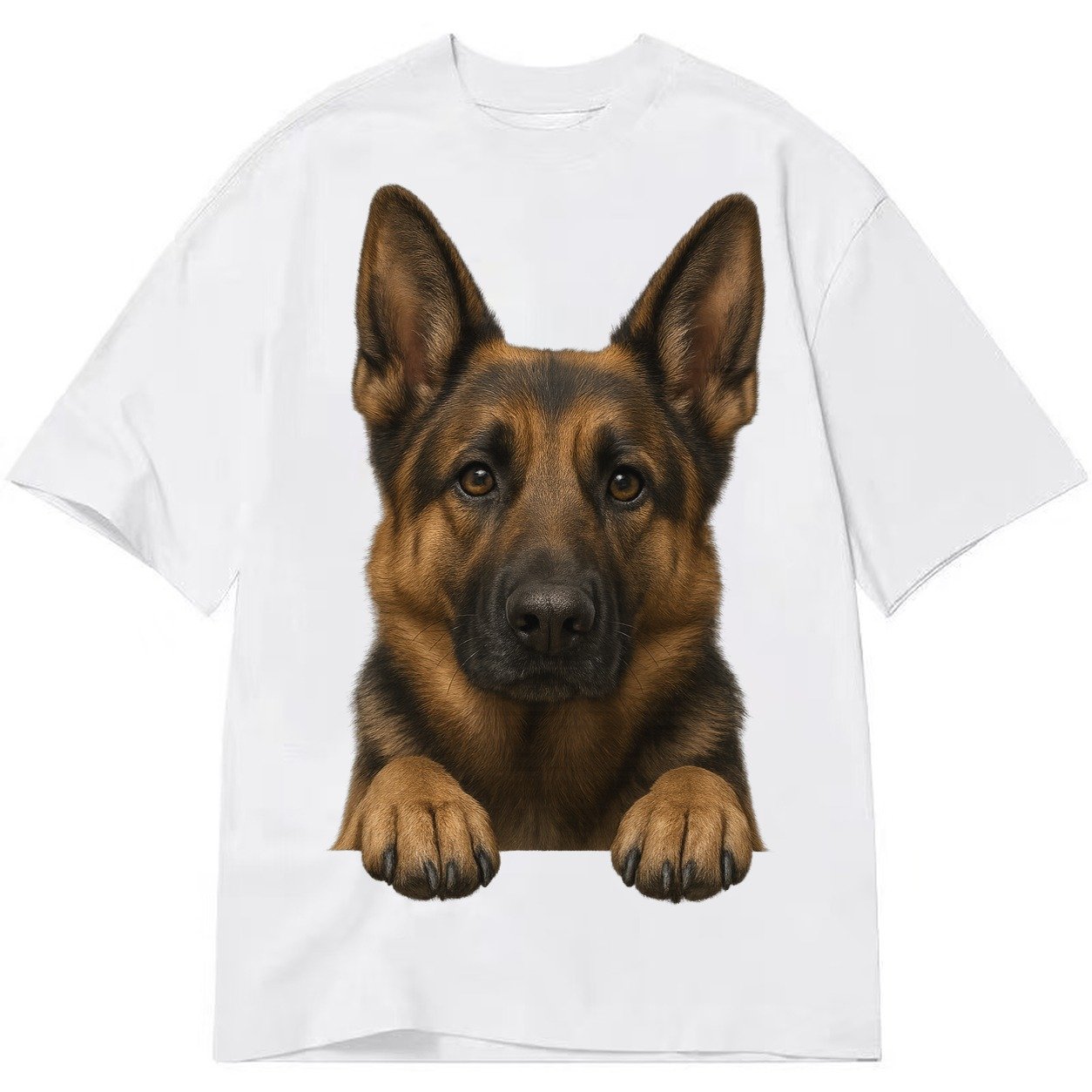 German Shepherd Alert Pointed Ears Intelligent Brown Eyes Bl Classic T-shirt – White