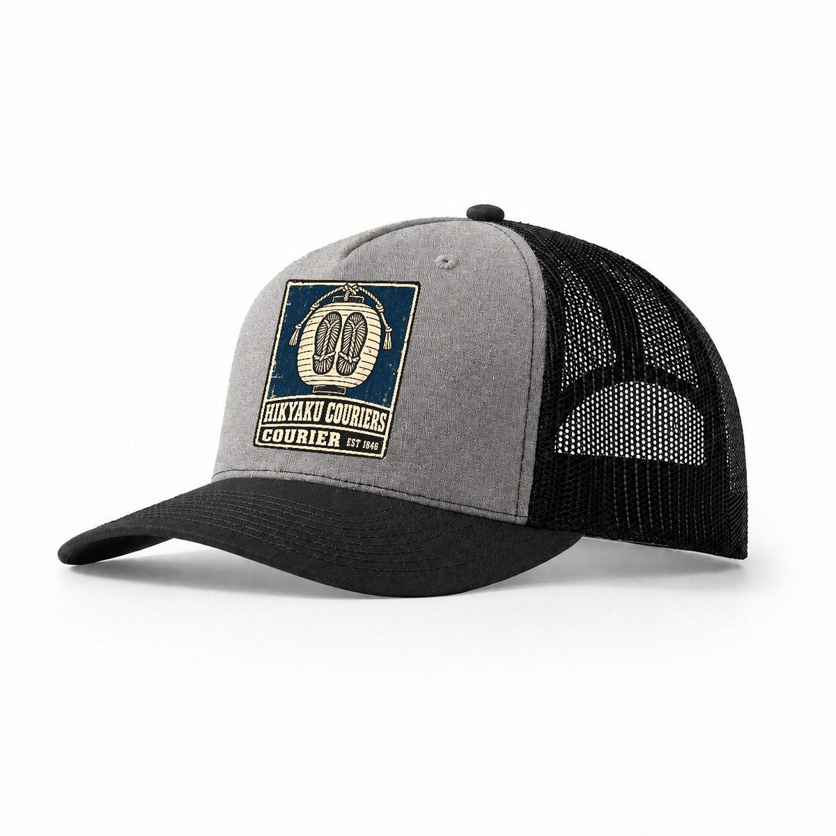 Hikyaku Courier House Noren Trade Co Trucker Hat – Grey Black