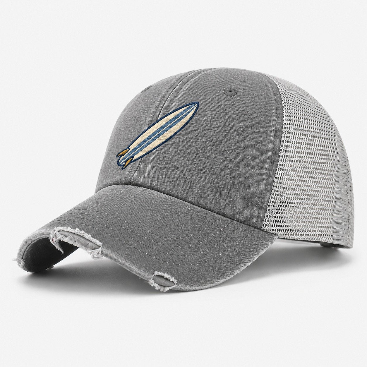 Surfboard Tiny Solo Marks Washed Trucker Hat – Grey