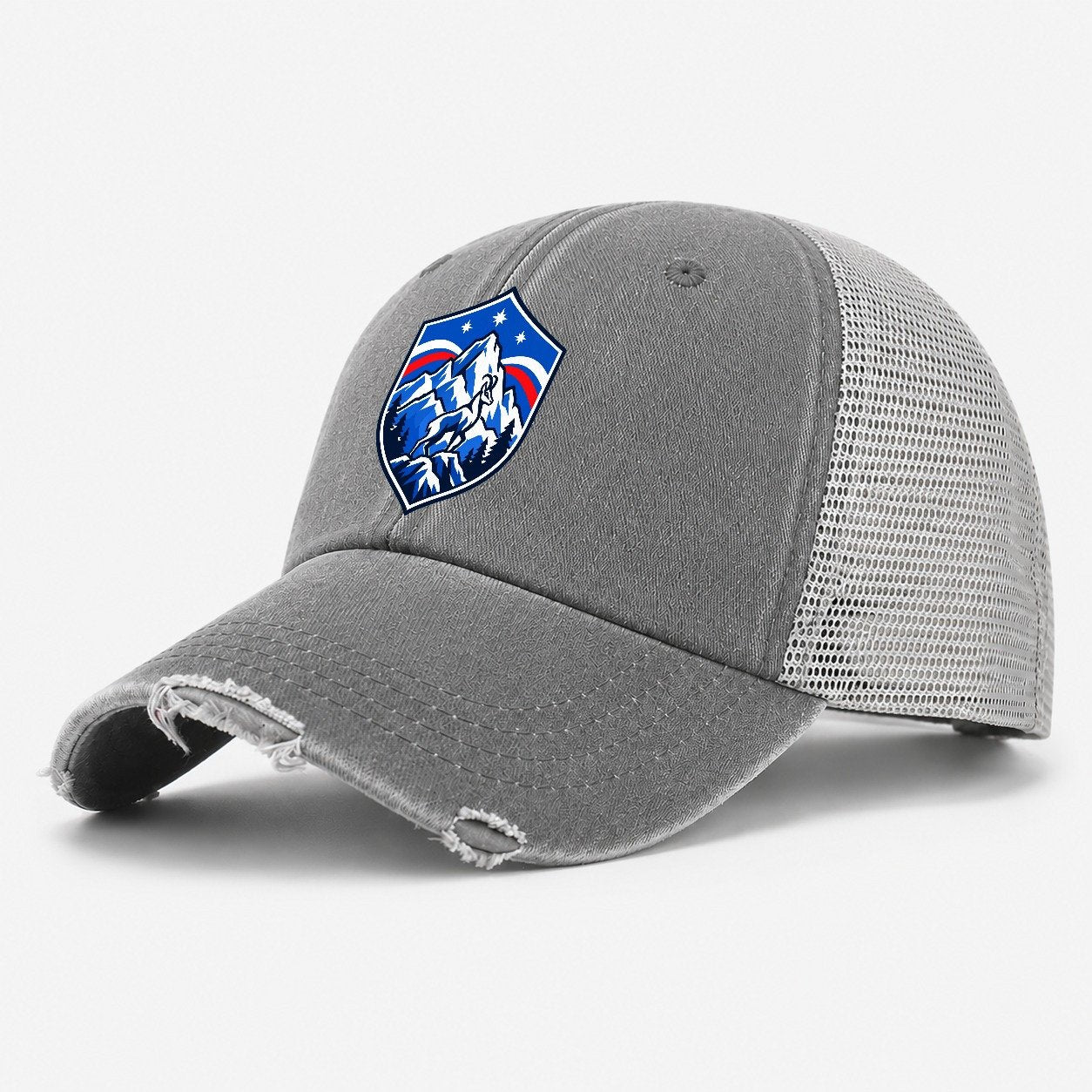 Slovenia Minimal Emblem Country Logos Washed Trucker Hat – Grey