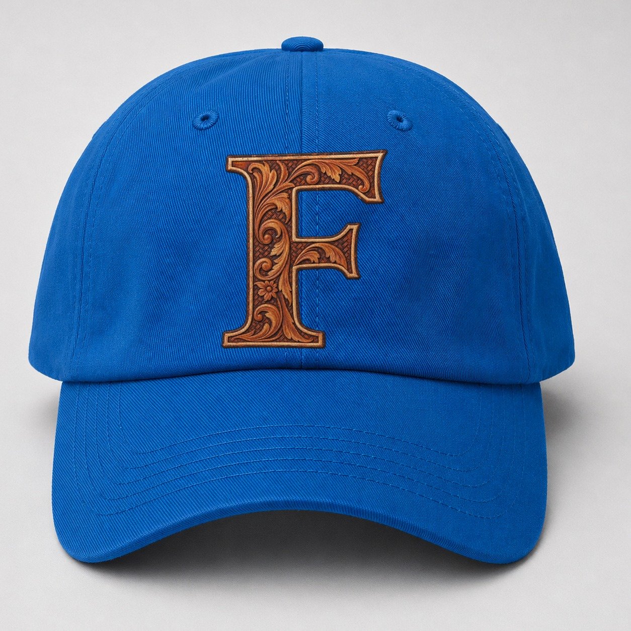 Tooled Leather F Monogram Baseball Cap – Blue