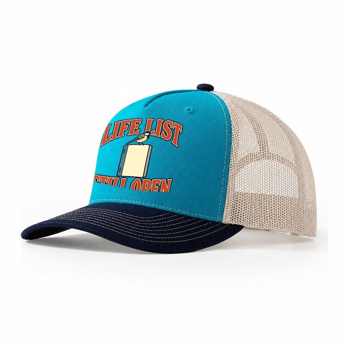Life List Still Open Birdwatching Trucker Hat – Teal Navy