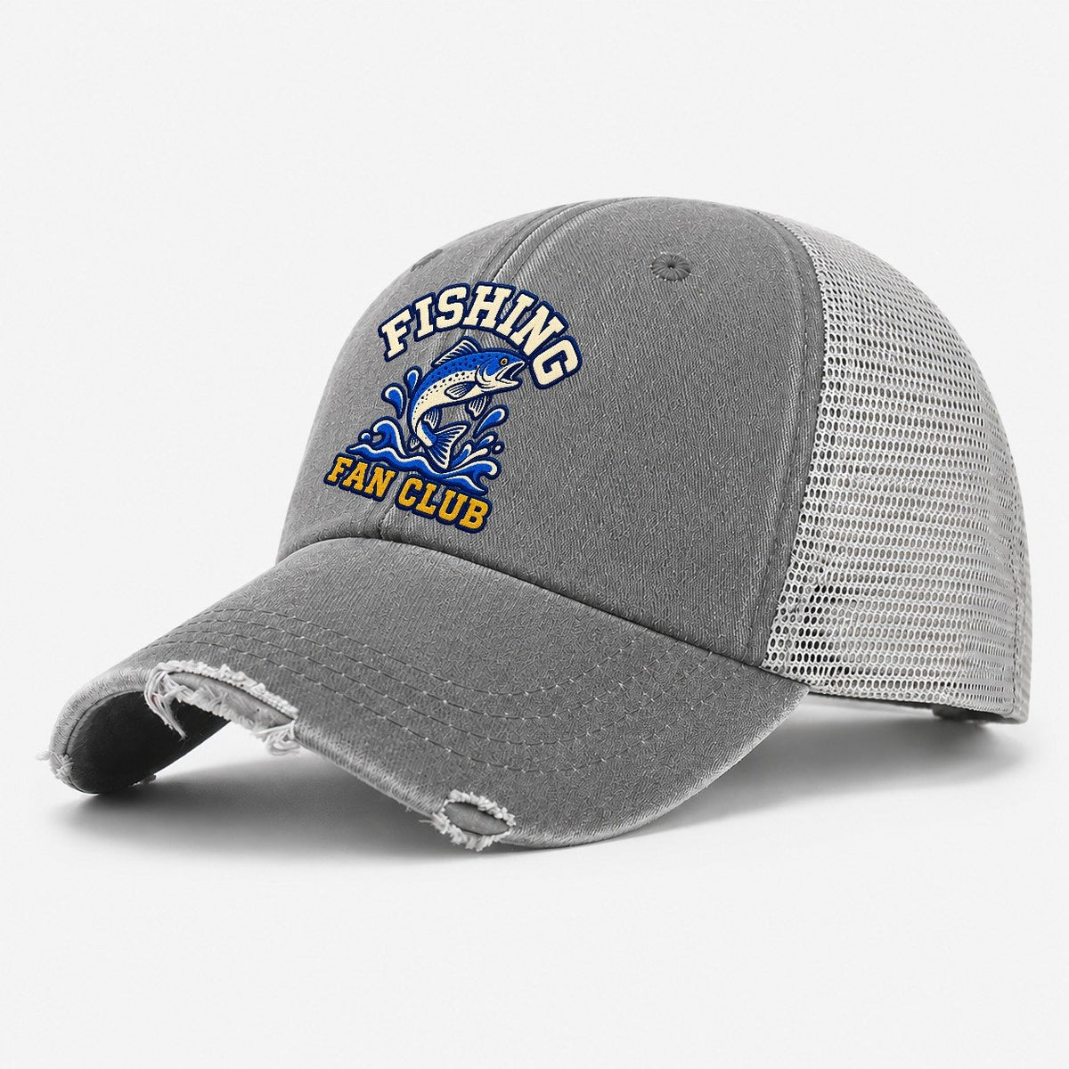 Fishing Fan Club Washed Trucker Hat – Grey