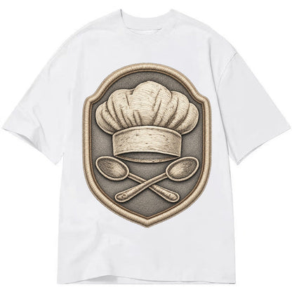 Cooking Chef Hat Toque Blanche With Crossed Spoons In Classic T-shirt – White