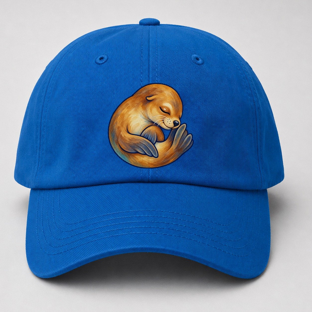 Sea Lion Curled Nap Sea Sprite Baseball Cap – Blue