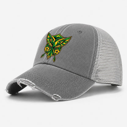 Jamaica Minimal Emblem Country Logos Washed Trucker Hat – Grey