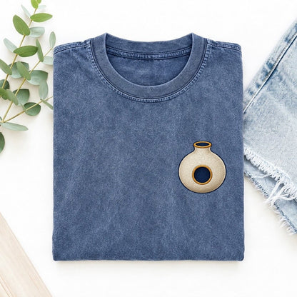 Udu Clay Voice Left Chest Vintage T-shirt – Washed Blue