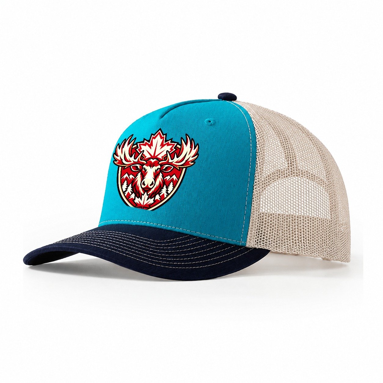 Canada Minimal Emblem Country Logos Trucker Hat – Teal Navy