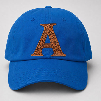 Tooled Leather A Monogram Baseball Cap – Blue