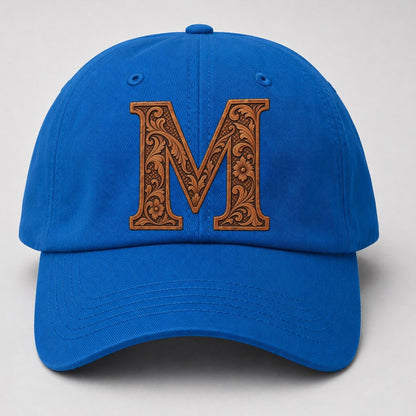 Tooled Leather M Monogram Baseball Cap – Blue