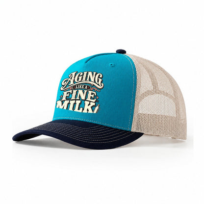 Aging Like A Fine Milk American Wit Trucker Hat – Teal Navy