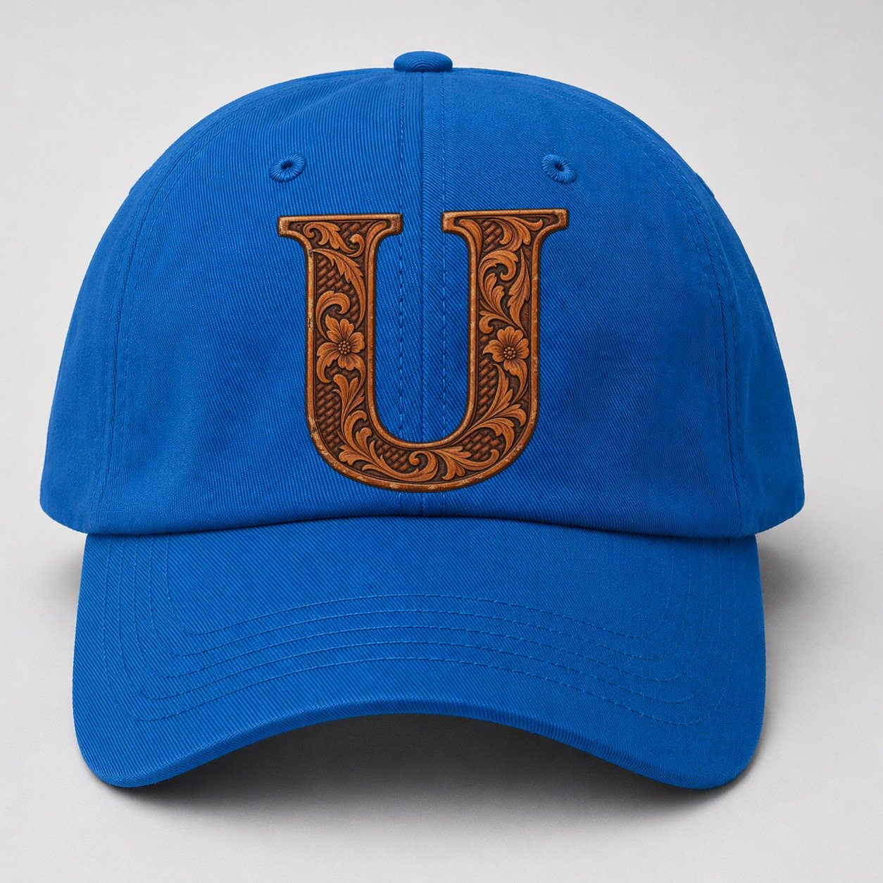 Tooled Leather U Monogram Baseball Cap – Blue