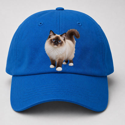 Birman Standing Three Quarter Realistic Cat Portrait Baseball Cap – Blue