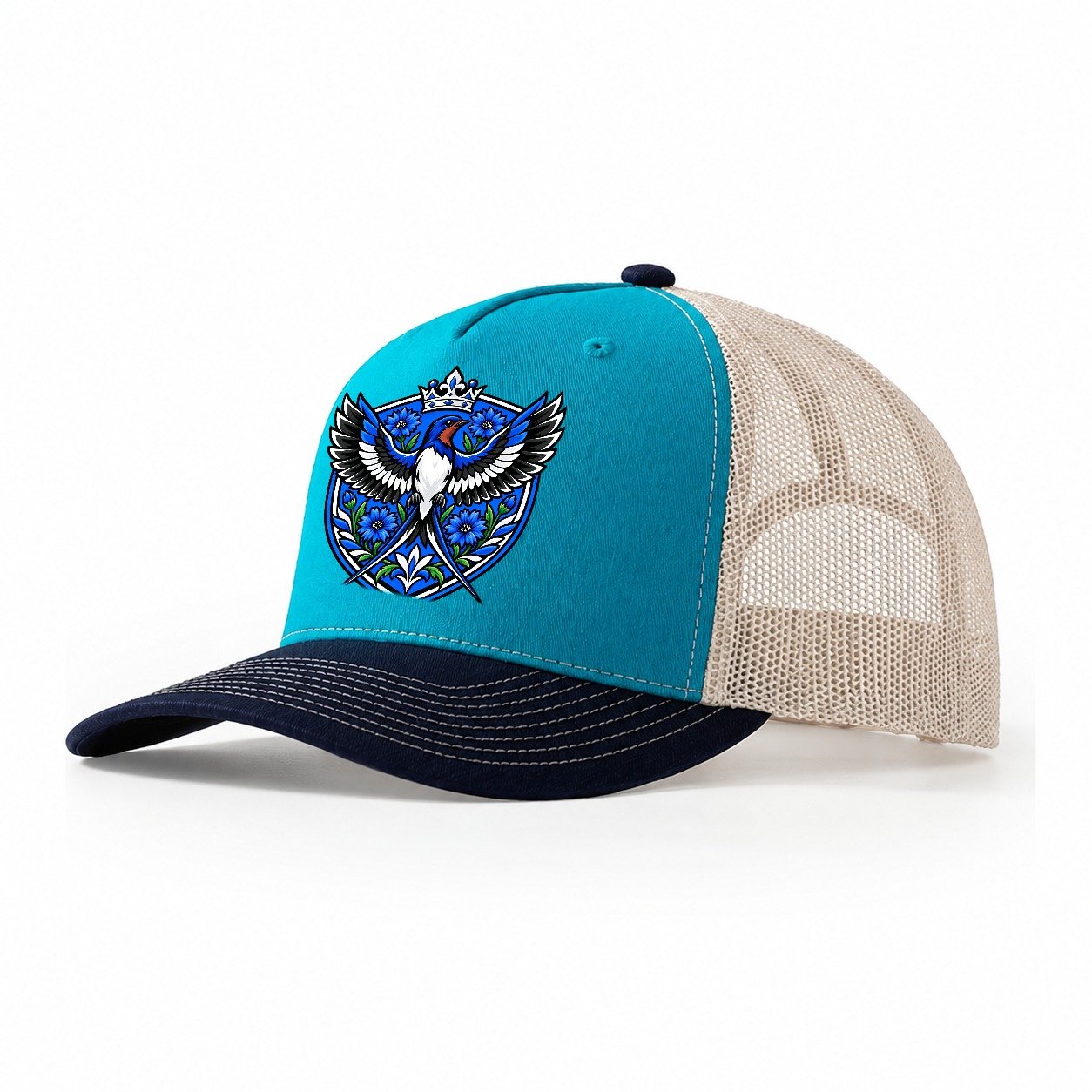 Estonia Heraldic Crest Country Logos Trucker Hat – Teal Navy
