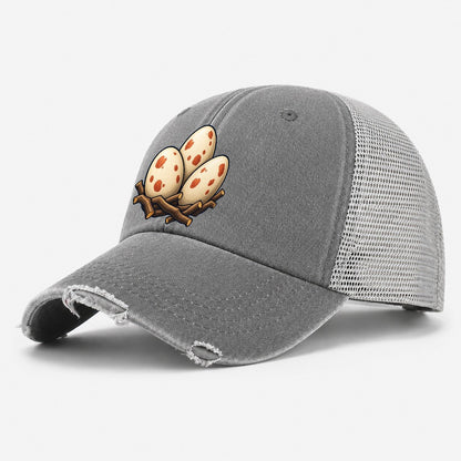 Nest Of Three Eggs Birdwatching Washed Trucker Hat – Grey