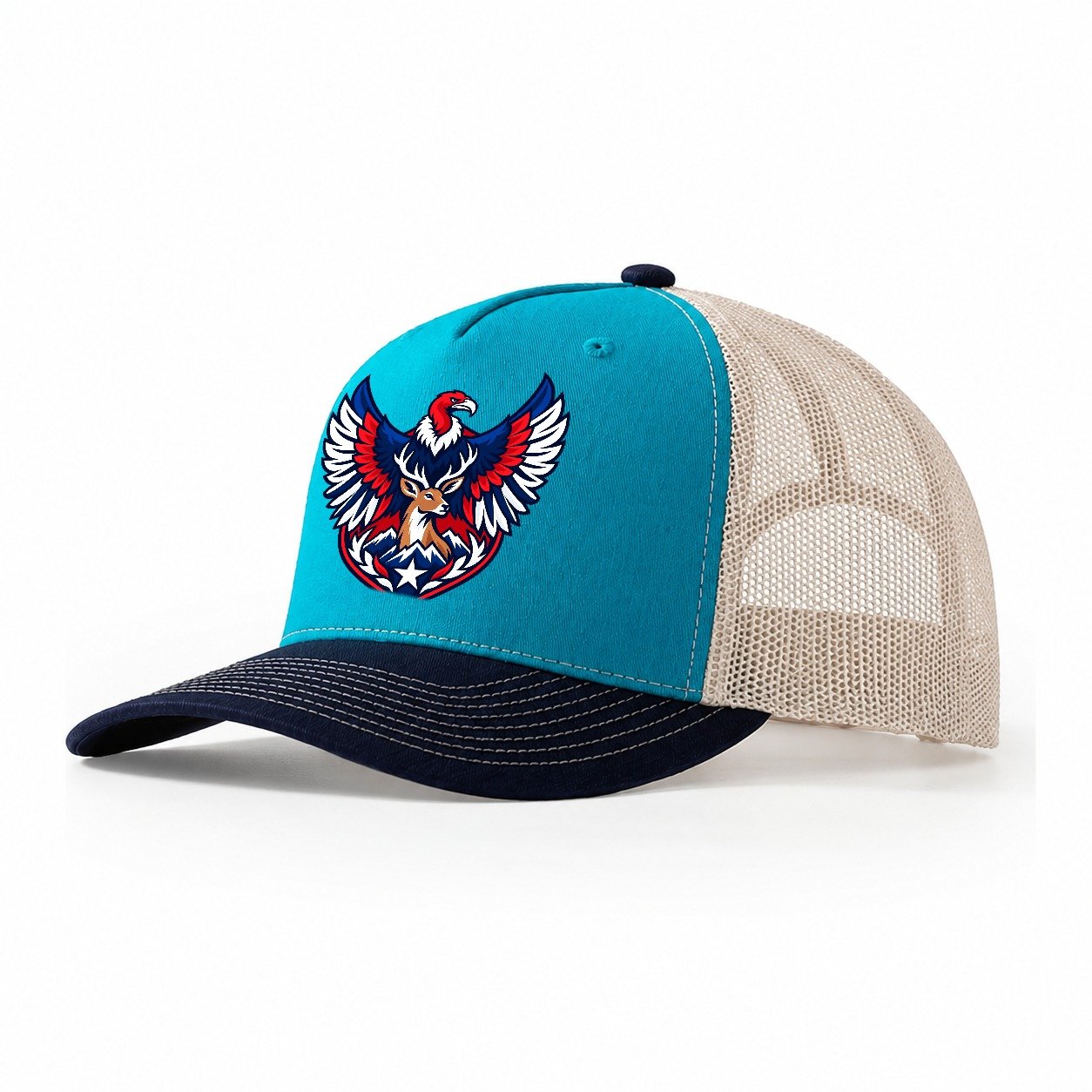 Chile Minimal Emblem Country Logos Trucker Hat – Teal Navy