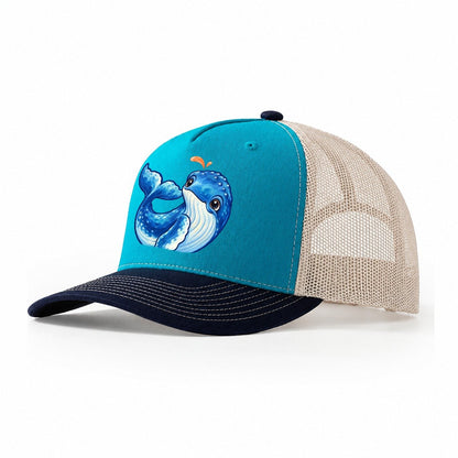 Humpback Whale Tail Curl Sea Sprite Trucker Hat – Teal Navy