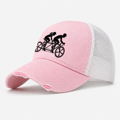 Tandem Ride Partners Cycling Life Washed Trucker Hat – Light Pink