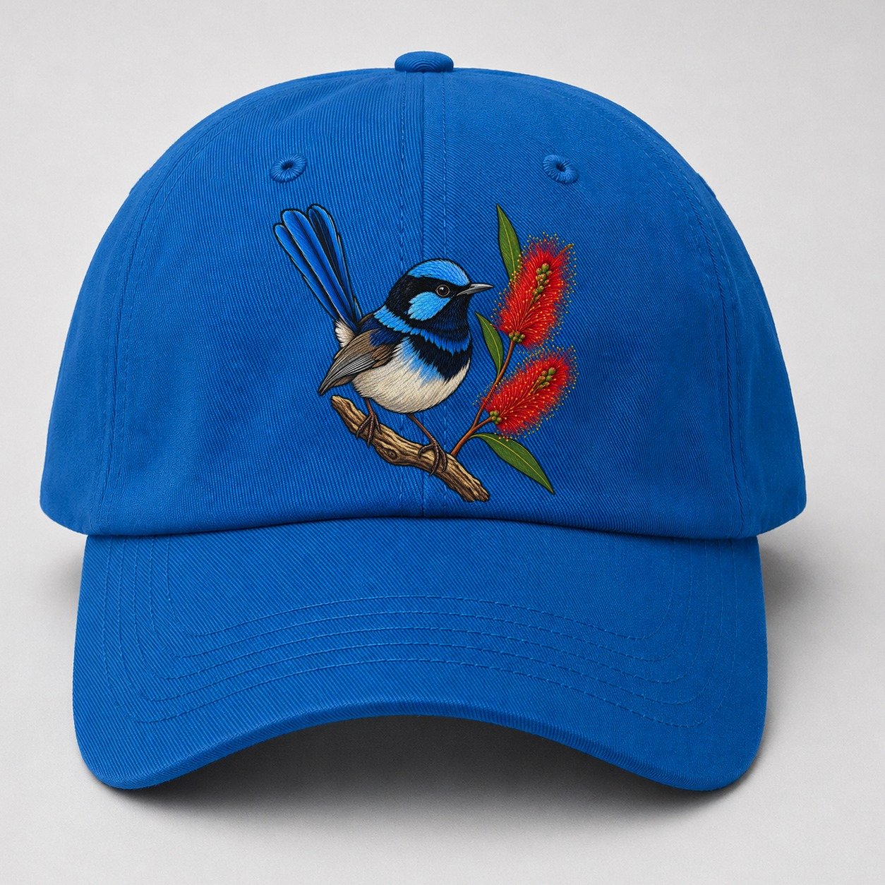 Superb Fairywren And Bottlebrush Australia Cultural Icons Baseball Cap – Blue