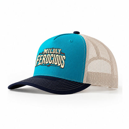 Mildly Ferocious American Wit Trucker Hat – Teal Navy
