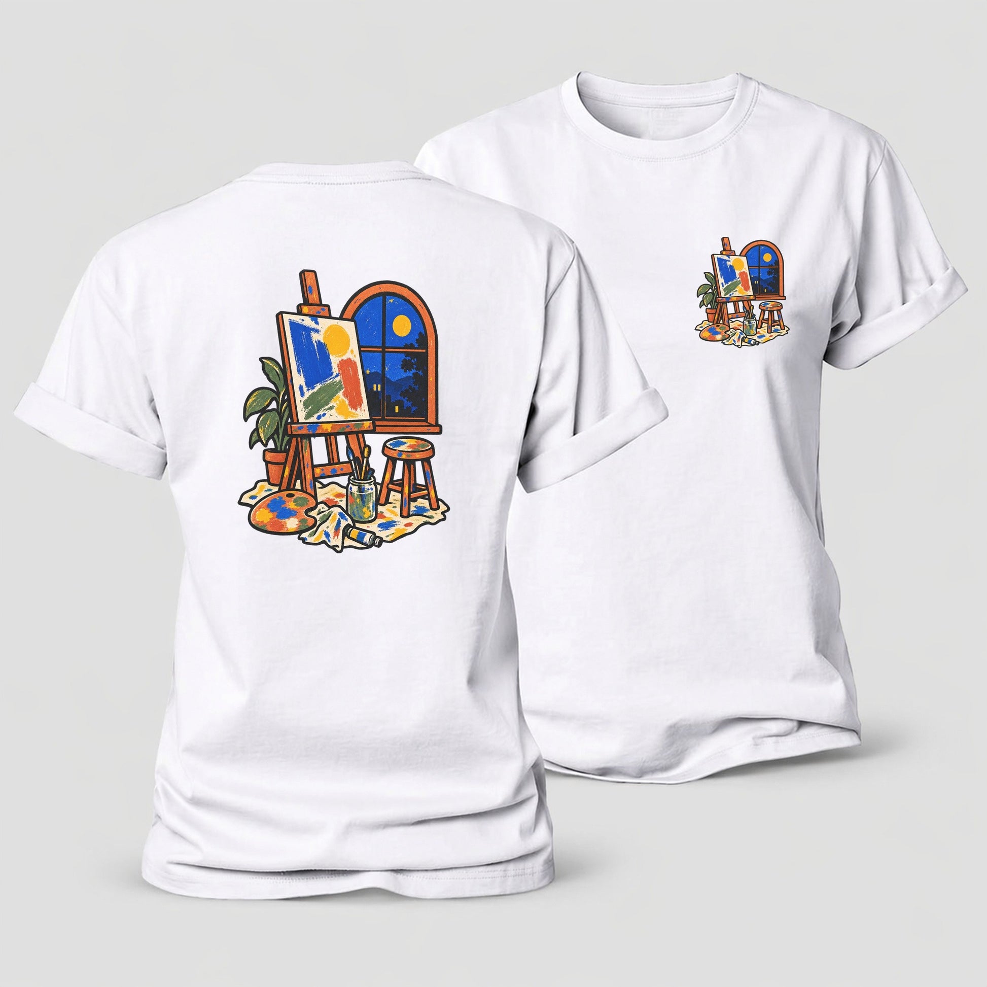 Easel At Dusk Clay Color Makers Women's Cotton T-Shirt – White
