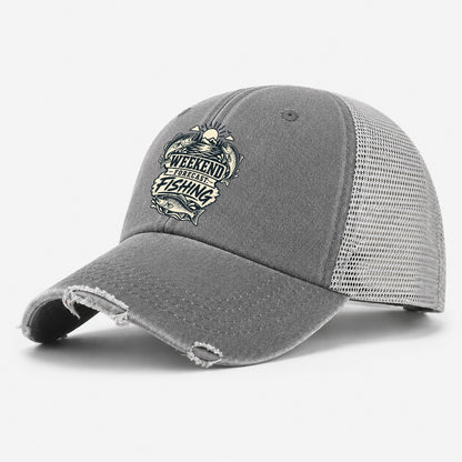 Weekend Forecast Fishing Fishing Elegant Washed Trucker Hat – Grey