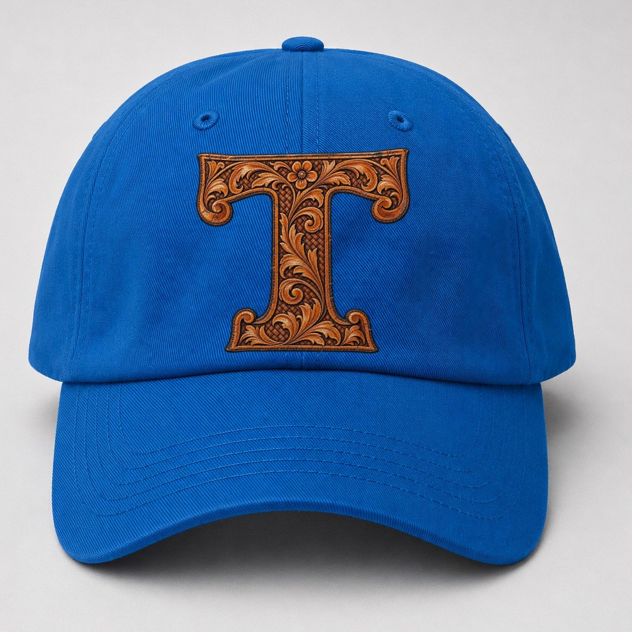 Tooled Leather T Monogram Baseball Cap – Blue