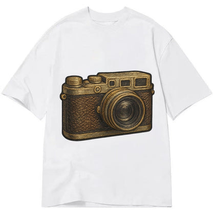 Film Camera Vintage 35mm Camera With Leather And Chrome Classic T-shirt – White