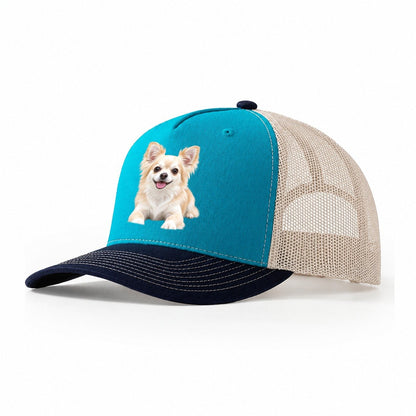 Chihuahua Lying Down Top Breeds Trucker Hat – Teal Navy