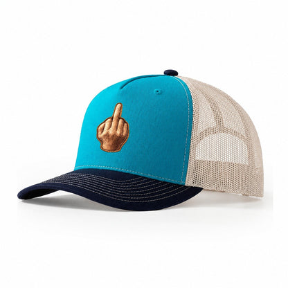 Middle Finger Trucker Hat – Teal Navy