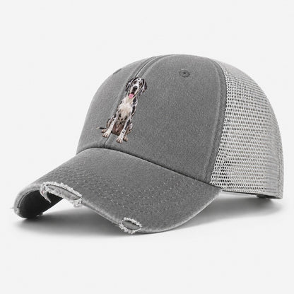 Great Dane Sitting Top Breeds Washed Trucker Hat – Grey