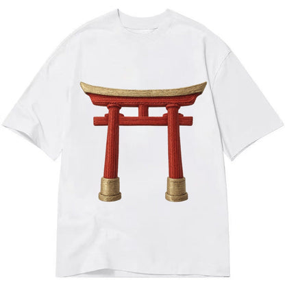 Japanese Torii Gate Shrine Entrance Red Thread Spiritual Gat Classic T-shirt – White