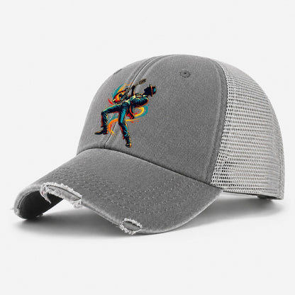 Mandolin Icon Music Instruments Washed Trucker Hat – Grey