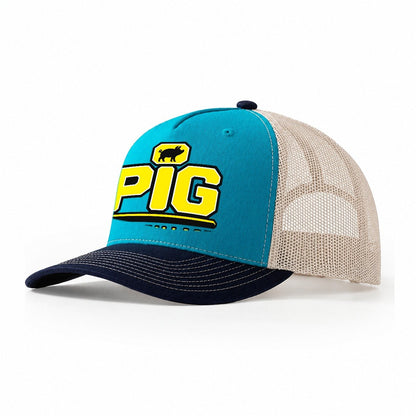 Pig Deep Tillage Heavy Duty Trucker Hat – Teal Navy